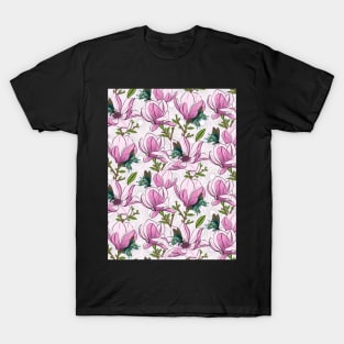 Magnolia And Butterflies Pattern T-Shirt